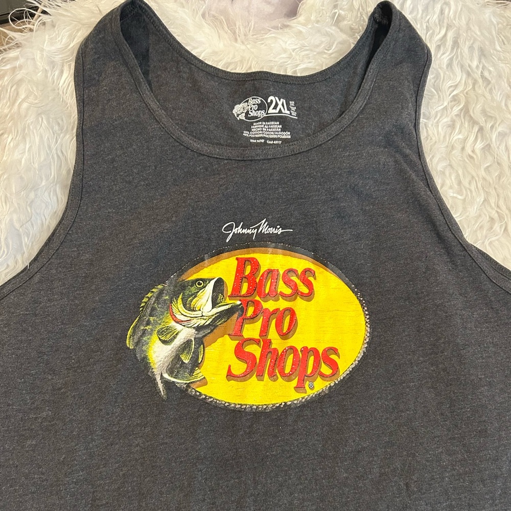 NWOT Graphic Tank Top Fishing Johnny Morris Bass Pro Shop Cotton Blend Size 2XL